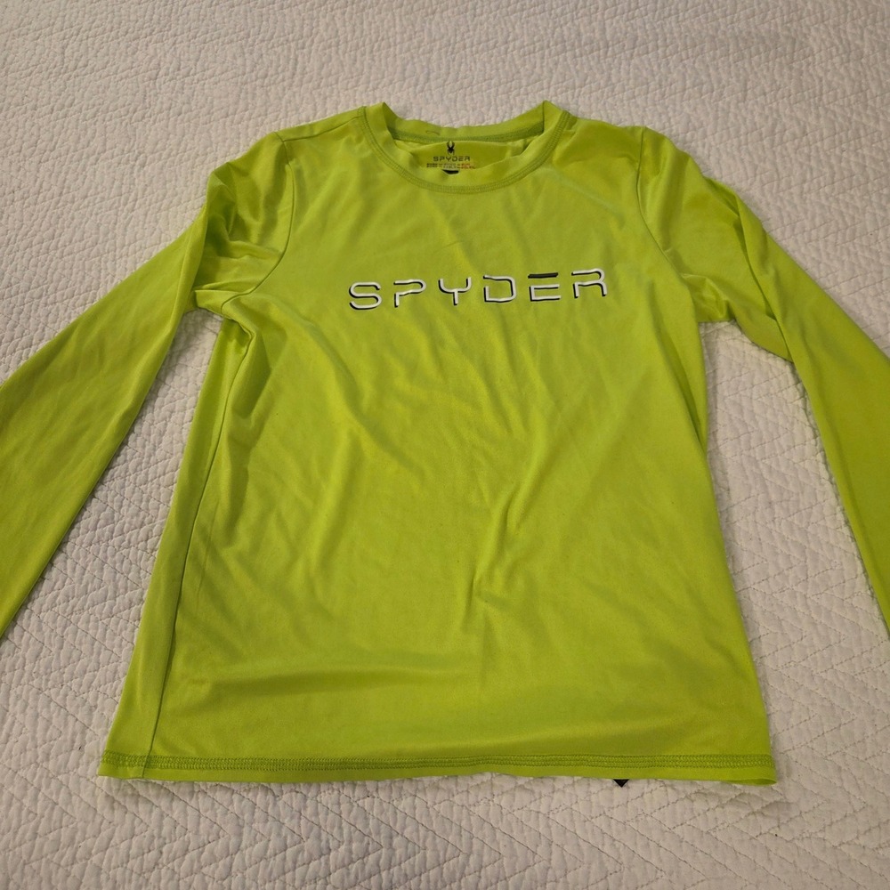 Spyder Rash Guard Long Sleeve Neon Green UV‎ Protection Swim Shirt Small S/P